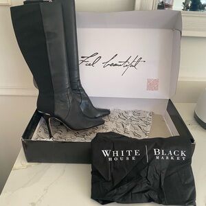 White House Black Market Black Heeled Boots
